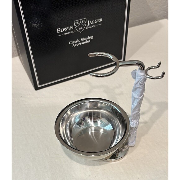 Edwin Jagger Chrome Plated Razor Stand / Brush Holder & Bowl NEW - Picture 2 of 4